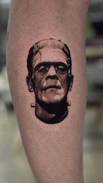 Realism frankenstein portrait tattoo by @adamdeanart