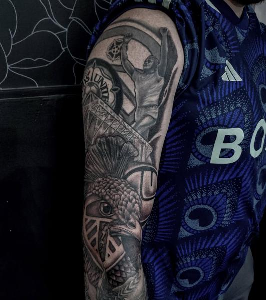 Realism football club tribute tattoo by @adsnowden_tattoo