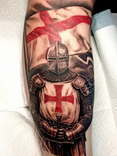 Realism templar knight tattoo by @ade_truemantattoo