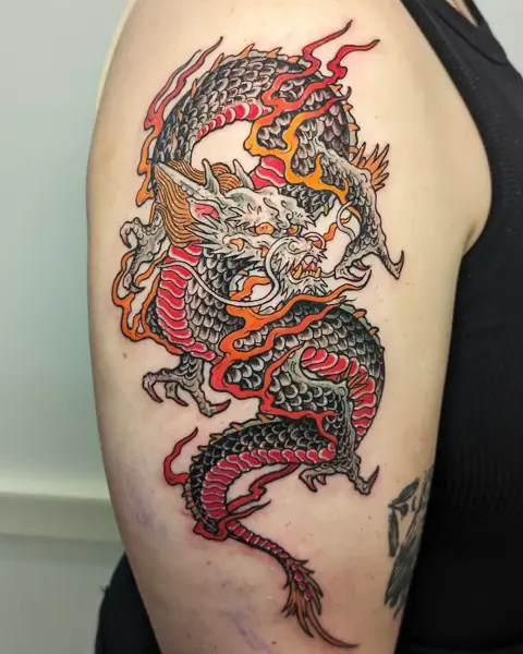 Japanese flaming dragon tattoo by @angelo.oxblood