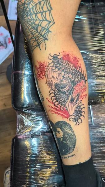 Anime anime character tattoo by @aleksgtattooart