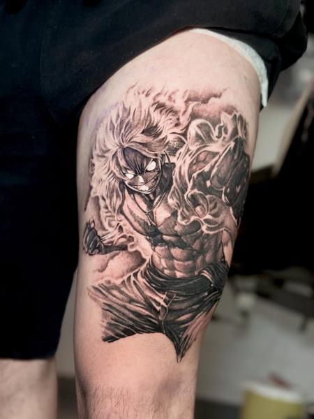Anime luffy gear 5 tattoo by @dahoonietattoo
