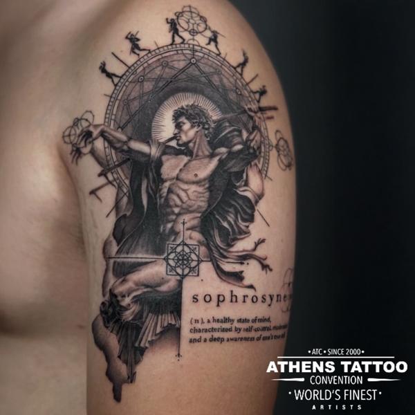 Realism classical figure tattoo by @dahoonietattoo