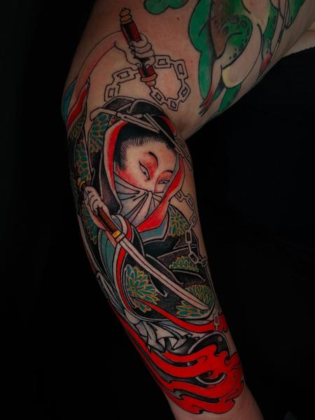 Japanese japanese warrior woman tattoo by @alex_the_tattooer