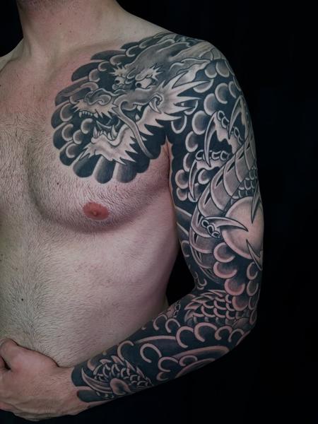 Japanese japanese dragon tattoo by @alex_the_tattooer