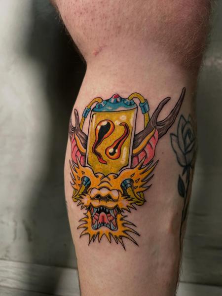 Traditional dragon lantern tattoo by @antzas.ttt