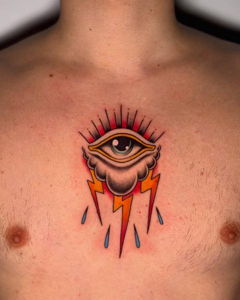 Traditional stormy eye tattoo by @_.aleek