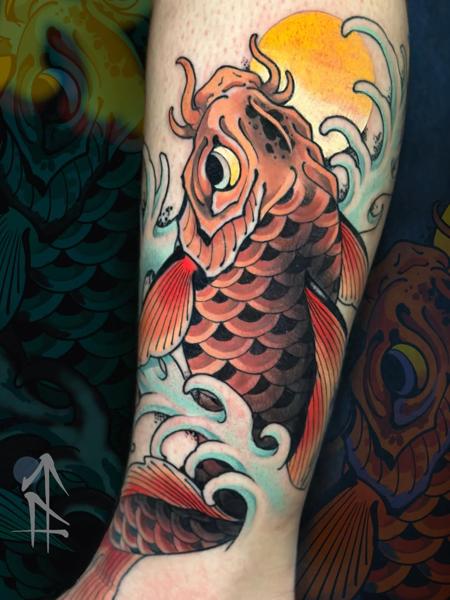 Japanese koi fish tattoo by @alexnik_tt