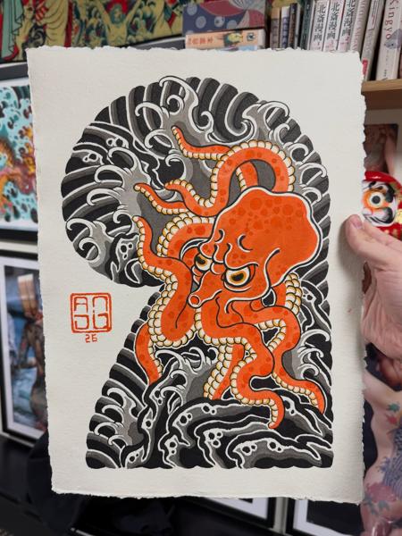 Japanese octopus waves tattoo by @alex.j.griffith