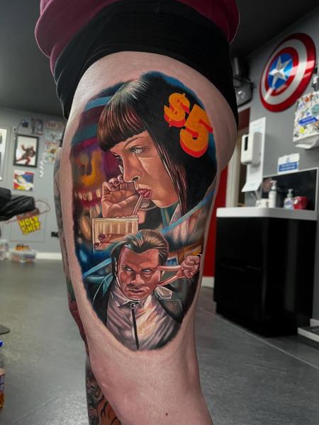 Realism movie characters tattoo by @alex_rattray_ink