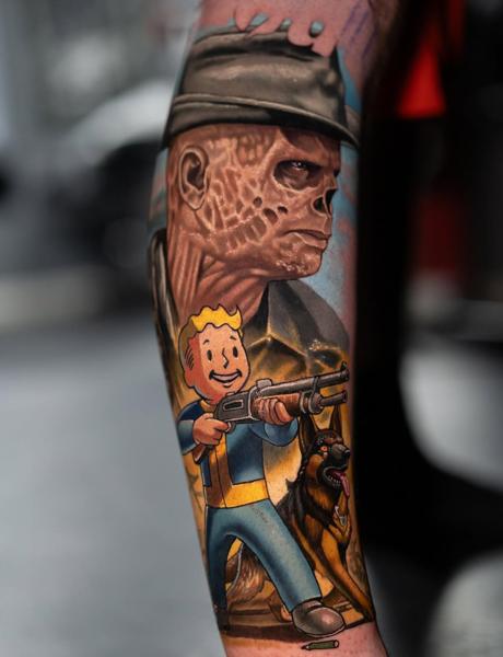 Realism video game characters tattoo by @alex_rattray_ink