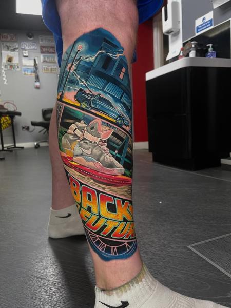 Realism back to the future tattoo by @alex_rattray_ink