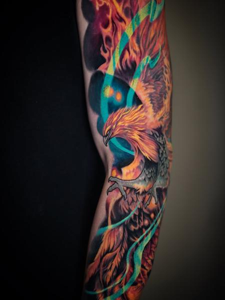 Realism phoenix tattoo by @alexsanto_tattoos