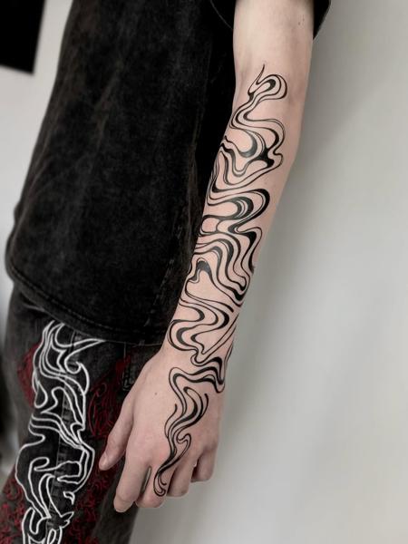 Blackwork abstract waves tattoo by @inked_by_alice