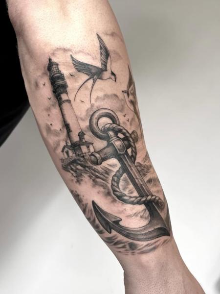 Realism nautical scene tattoo by @inked_by_alice