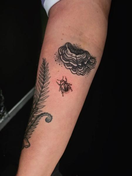 Dotwork fungus beetle tattoo by @iamscaarz