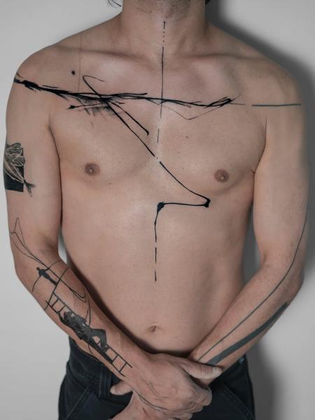 Abstract abstract lines tattoo by @nastya.tatts