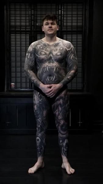 Dark art demonic creature tattoo by @anders_grucz_tattoo