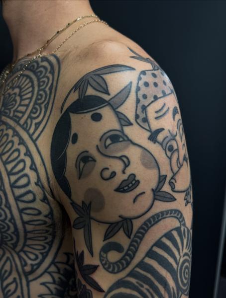 Traditional traditional face tattoo by @andreafurcitattoo