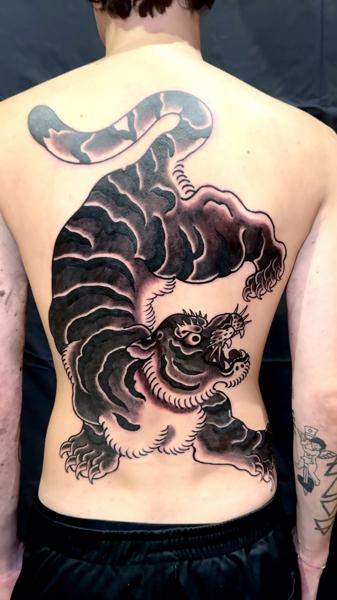 Traditional tiger tattoo by @andreafurcitattoo