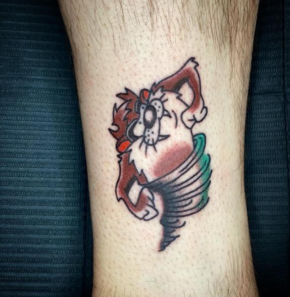 Traditional cartoon character tattoo by @andrewkingtattoo