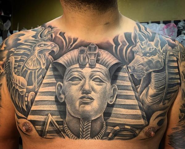 Realism egyptian pharaoh tattoo by @anduen_la23