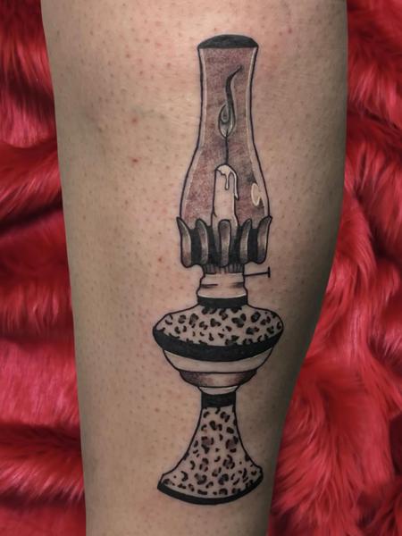 Illustrative leopard print lantern tattoo by @andyyy_ts