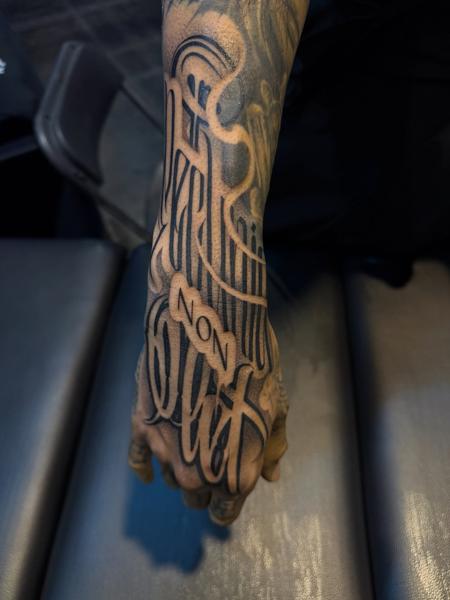 Lettering lettering tattoo by @angelstat2