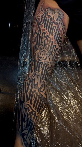 Lettering lettering tattoo by @angelstat2