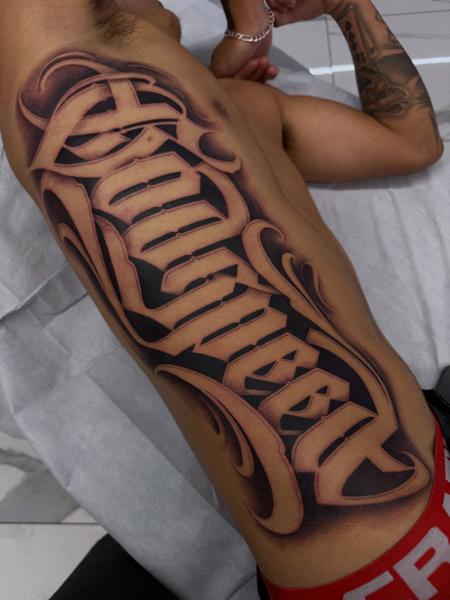 Lettering lettering tattoo by @angelstat2