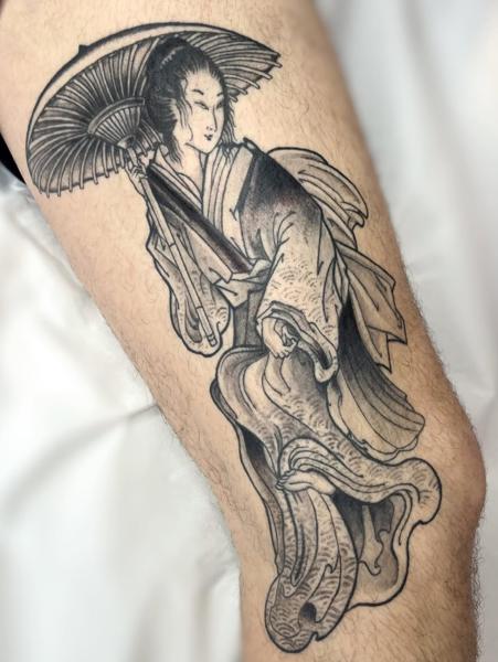 Japanese japanese woman umbrella tattoo by @_annuk_