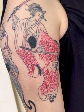 Japanese japanese warrior woman tattoo by @_annuk_