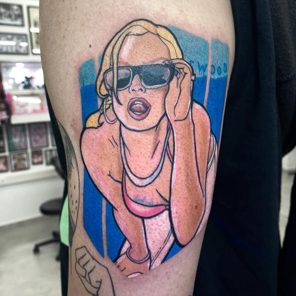 New school sunglasses woman tattoo by @__annablue