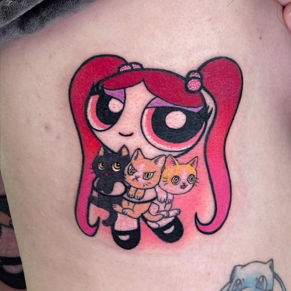 Anime powerpuff girl cats tattoo by @__annablue