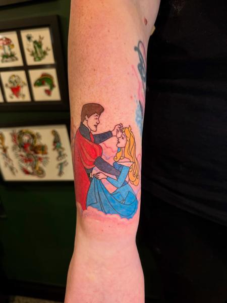 Anime dancing couple tattoo by @meerkatstattoo