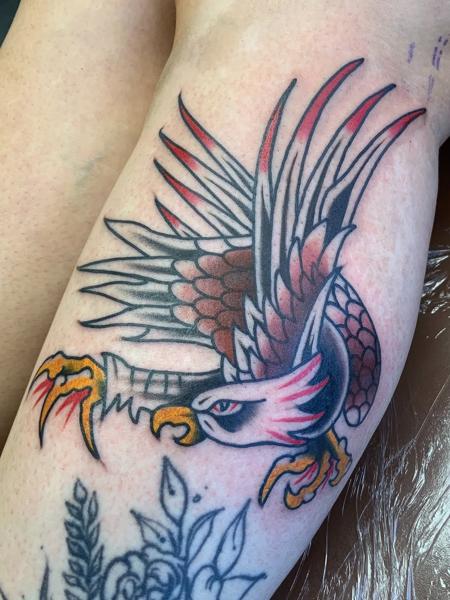 Traditional traditional eagle tattoo by @eagles_of_swindon