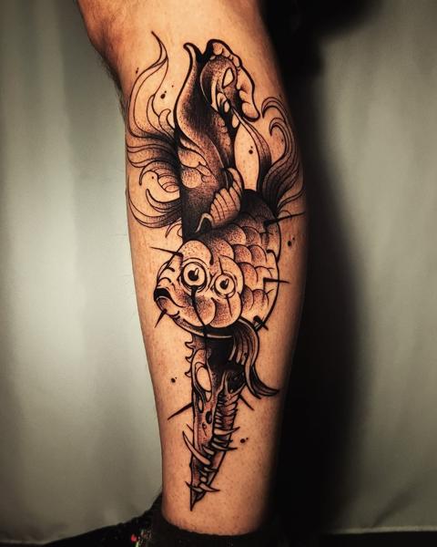 Illustrative abstract fish tattoo by @lil_doublex