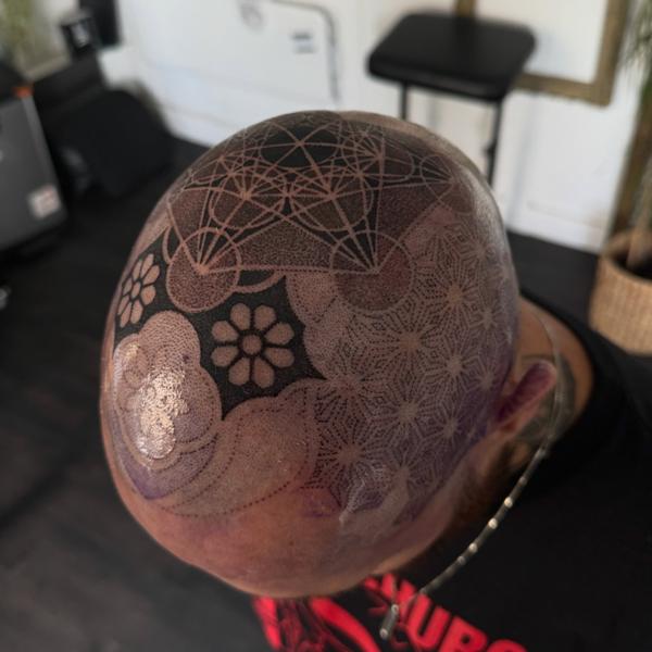 Geometric geometric floral tattoo by @astonreynolds