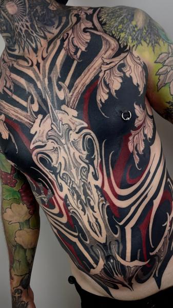 Ornamental ornamental skull tattoo by @axana.elektra.tattoo