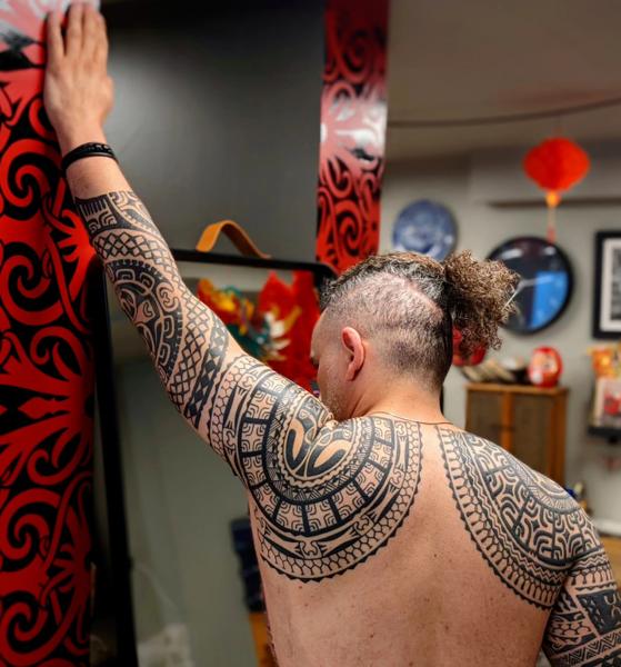 Tribal tribal pattern tattoo by @babakhintatau
