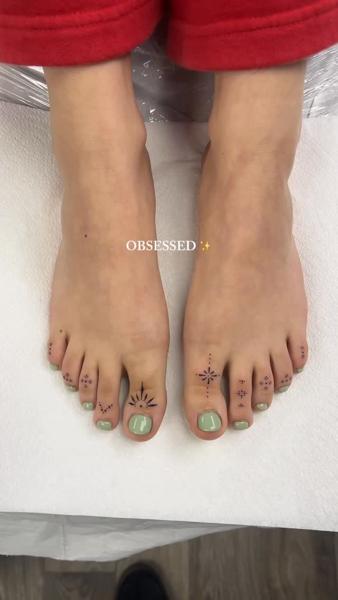 Fine Line geometric symbols tattoo by @bananastattooformby