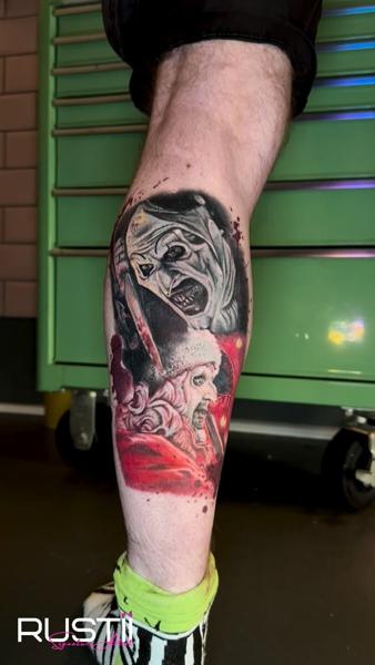 Realism horror portrait tattoo by @becky_does_tattoos