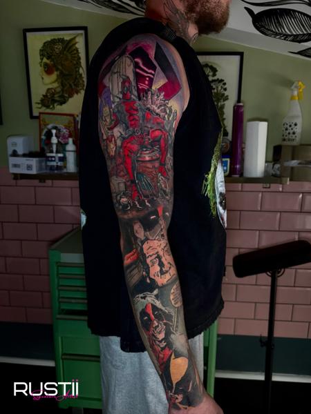 Comic comic character tattoo by @becky_does_tattoos