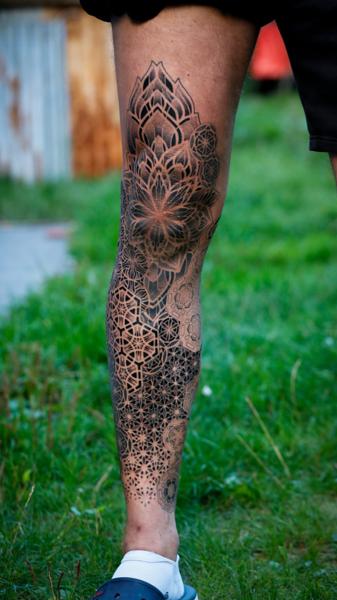Geometric geometric mandala tattoo by @ben_h_tattoo