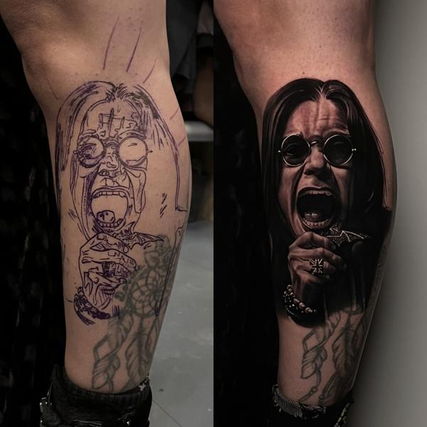 Realism screaming portrait tattoo by @bendunningtattoo