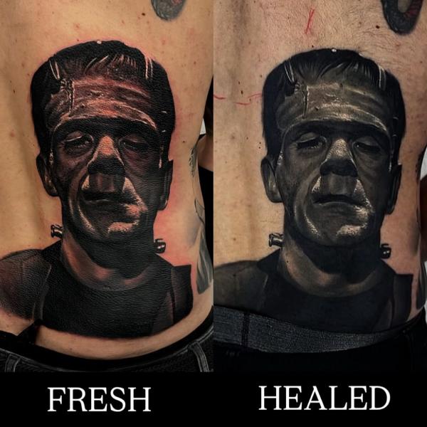 Realism frankenstein portrait tattoo by @bendunningtattoo