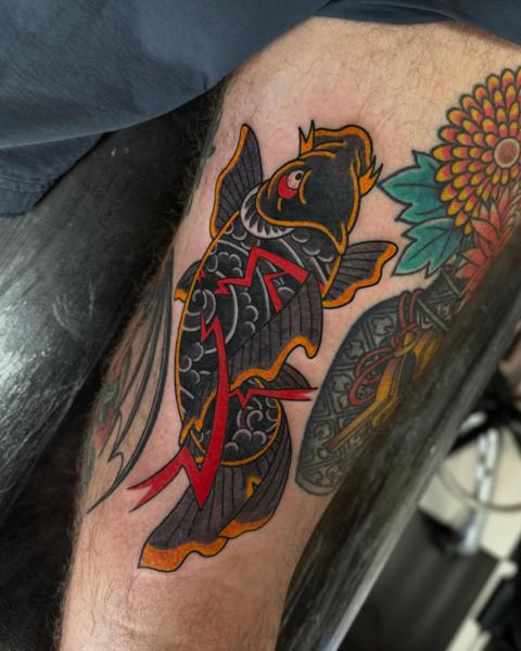 Japanese traditional lightning koi tattoo by @ben_jenkins_tattooing