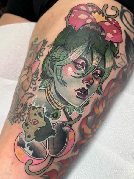 Anime mushroom girl tattoo by @bethrosetattoo