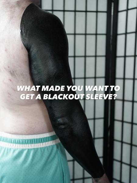Blackwork blackout sleeve tattoo by @bintt