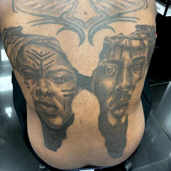 Realism african faces tattoo by @skinnysinktattoo